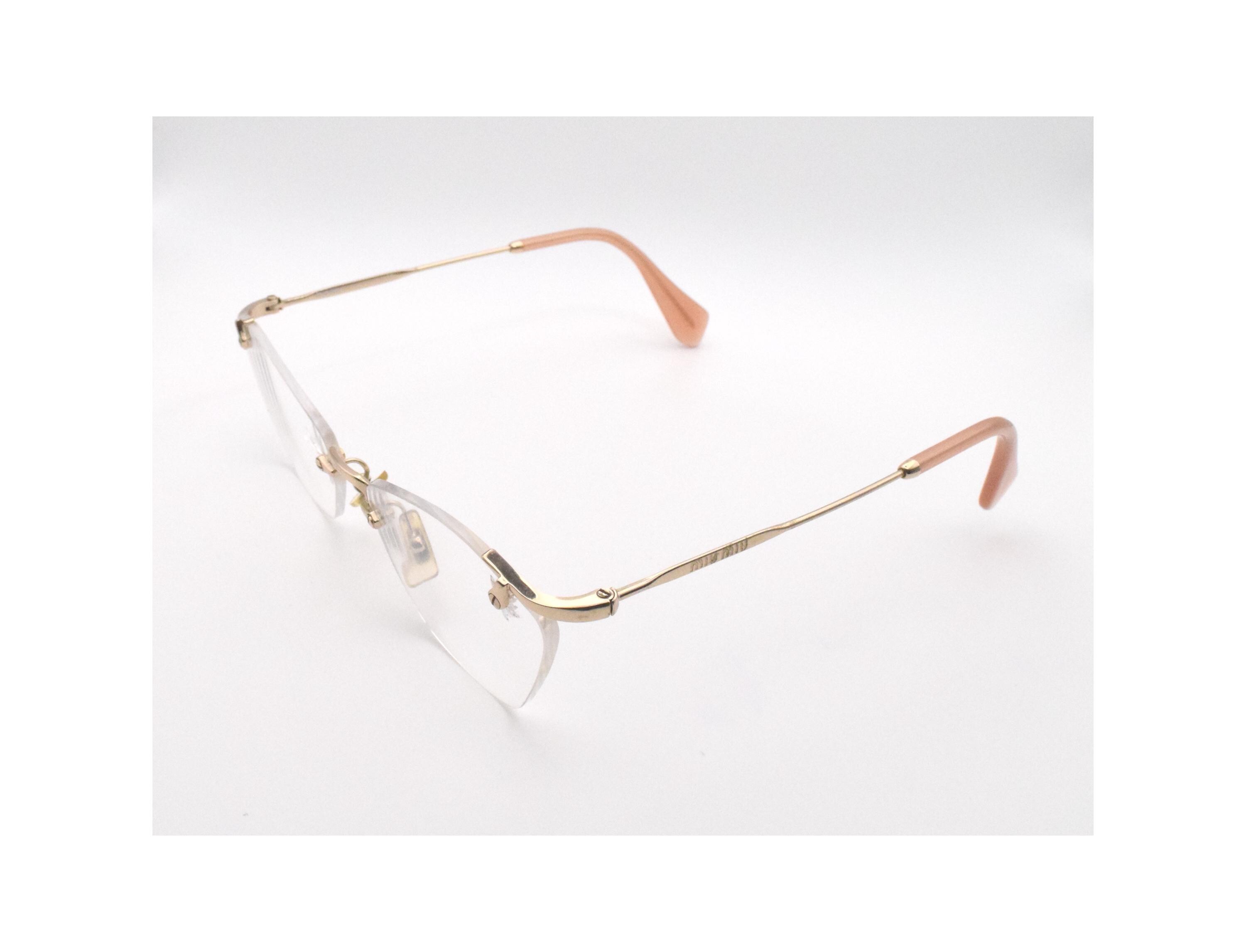 Miu Miu Eyeglasses VMU 51L ZVN-1O1 Rimless Pale Gold 53 Mm