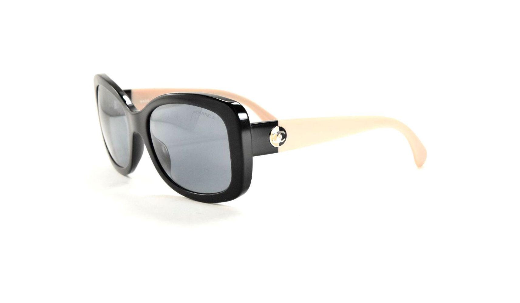 CHANEL RARE Black and Beige CC Sunglasses (5322 c. 1333/26) CHANEL 5321-A c.1333/26 Cat Eye Black Sunglasses Gray  main image 3