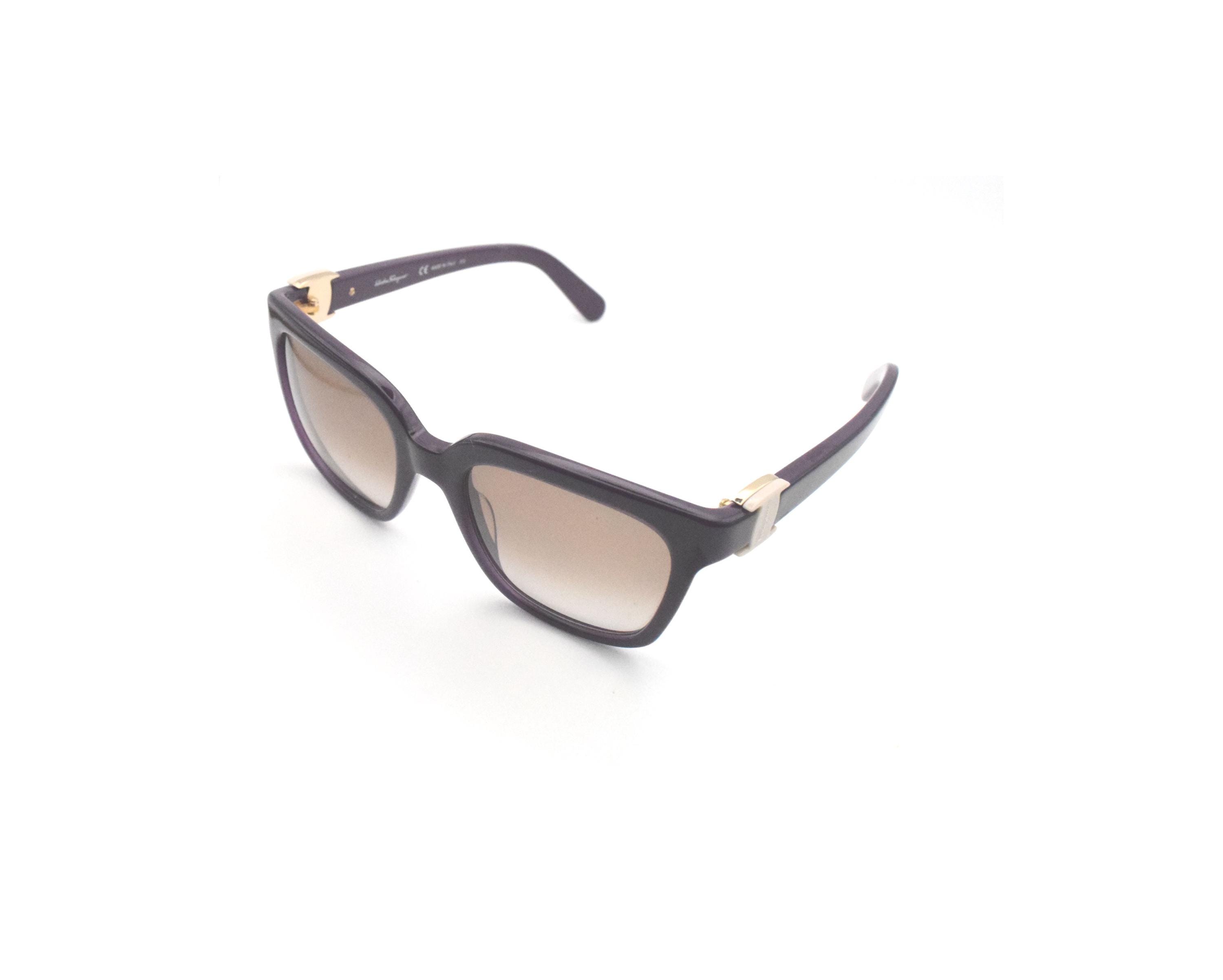 Salvatore Ferragamo Gold Frame Sunglasses with Blue-to-Purple Gradient Lenses Ferragamo 2066 430 15 – Vintage Frames Company main image 4
