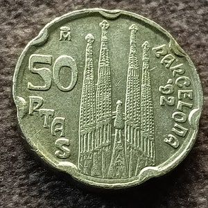 50 pesetas from the year 1992 Sagrada Familia