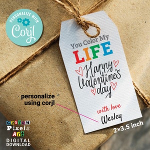étiquettes personnalisées numériques, étiquette personnalisée pour petite amie, étiquettes Saint-Valentin pour lui, carte-cadeau pour les couples, modèle Love Day cool et écologique