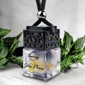 Solar Plexus Chakra Crystal-Enhanced Oil Diffuser, Hanging Car Air Fresheners, Herbal Tranquility Scent, 8ml