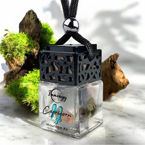 Capricorn Zodiac Crystal-Enhanced Oil Diffuser, Hanging Car Air Freshener, Mountain Air Scent, 8ml