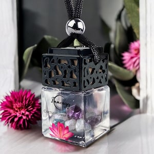 Difusor de aceites esenciales con aroma a flor de cactus y cristal de jade, ambientador colgante para coche, 8 ml