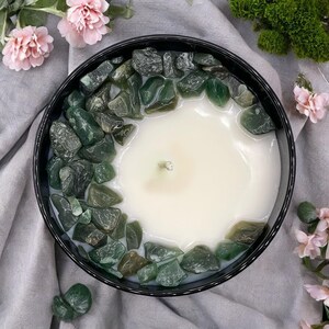 Secret Garden Crystal Candle with Green Aventurine | Coconut-Soy Wax Blend | 9oz Soy Candle by Innergy