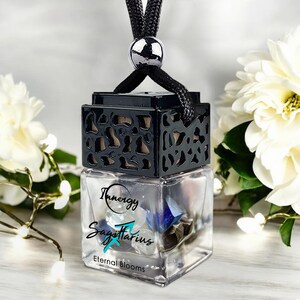 Sagittarius Zodiac Crystal-Enhanced Oil Diffuser, Hanging Car Air Freshener, Eternal Blooms Scent, 8ml