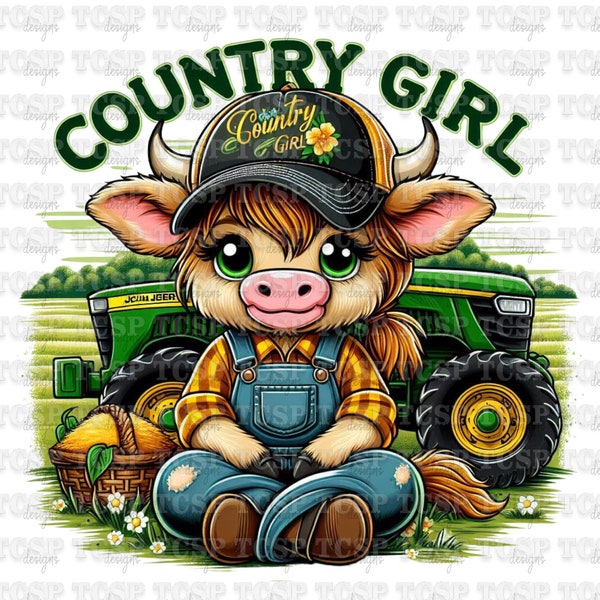Country Girl Cow PNG For t-shirt sublimation