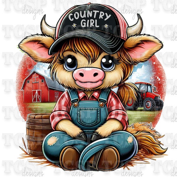 Country Girl Red Tshirt PNG for Sublimation