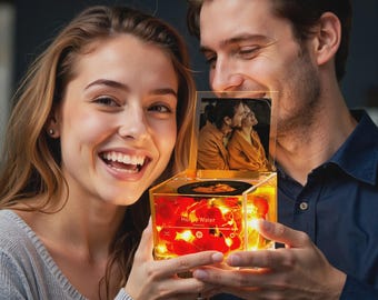 Custom Photo Mini Music Record Player with Light Personalized Music Acrylic Box