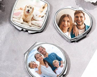 Personalized Photo Compact Mirror: Custom Travel Mirror