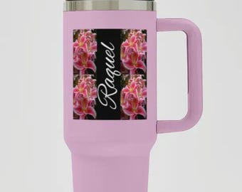 Isolerad resemugg med handtag och sugrör