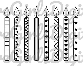 Birthday Candles SVG PNG JPEG Clipart - Instant Digital Download