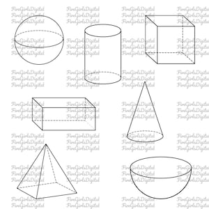 3D-vormen SVG PNG JPEG Clipart - Instant Digitale Download
