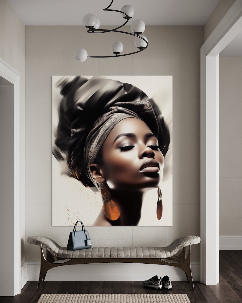 Elegant African Woman Canvas Print | Modern Black Beauty Wall Art ...
