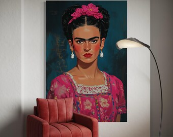 Op Frida geïnspireerde canvaskunst: Mexicaans vrouwenportret, gedurfd volksdecor