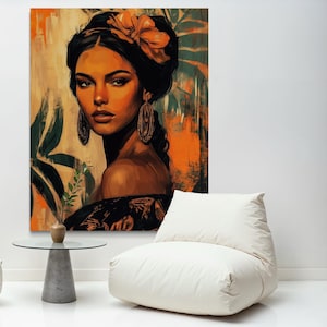 Oriental Woman Canvas Art: Exotic Bohemian Portrait