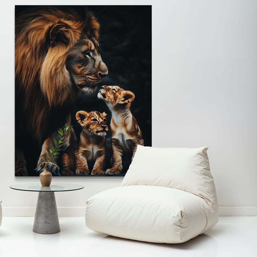 Lion Family Canvas Art: Majestic Wildlife Print, Neutral Decor - Etsy