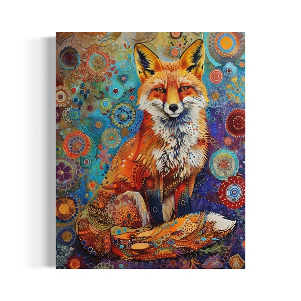 Fox Wall Art | Scandinavian Canvas Print | Colorful Painting Reproduction | Decorative Artwork | Eco Friendly Gift
