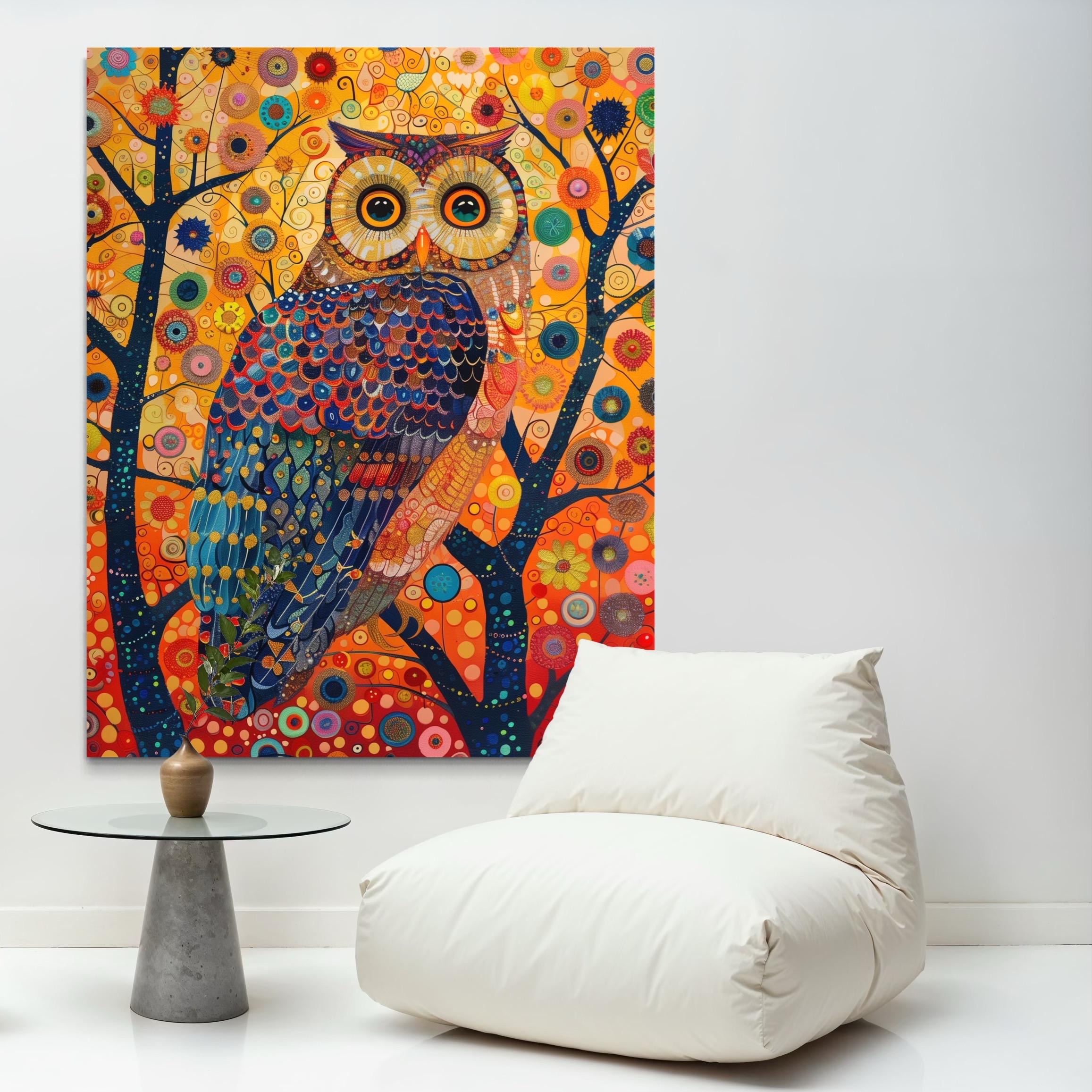 Owl Canvas Print: Whimsical Autumn Forest Wall Art