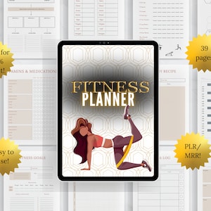 Digitaler Fitness Planer / Journal PLR | Workout-Tracker | Journal Gesundheit | Druckbar | Master Wiederverkaufsrechte