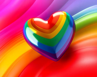 Corazón colorido - Arte generado por IA - Midjourney AI Art - Arte digital para, por ejemplo, televisores, teléfonos inteligentes, tabletas y computadoras portátiles con marco 4K - Chancehap