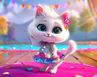 Cat on a Catwalk in Fashion 5 - AI generated Art - Midjourney AI Art - Digital Art for e.g. 4K Frame TV / Smartphone / Tablet - Chancehap