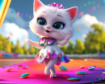 Cat on a Catwalk in Fashion 1 - AI generated Art - Midjourney AI Art - Digital Art for e.g. 4K Frame TV / Smartphone / Tablet - Chancehap