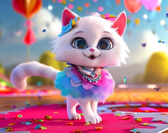 Cat on a Catwalk in Fashion 8 - AI generated Art - Midjourney AI Art - Digital Art for e.g. 4K Frame TV / Smartphone / Tablet - Chancehap