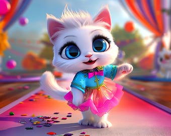 Cat on a Catwalk in Fashion 15 - AI generated Art - Midjourney AI Art - Digital Art for e.g. 4K Frame TV / Smartphone / Tablet - Chancehap