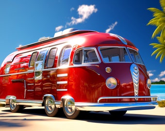 Motorhome / Campervan Caribbean Future 2030 - AI generated Art - Midjourney AI Art - Digital Art for e.g. 4K Frame TV / Tablet - Chancehap