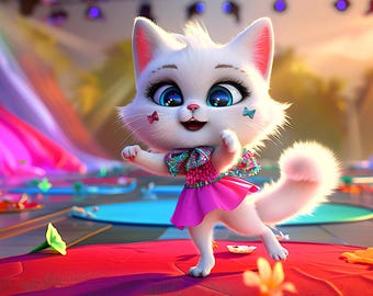 Cat on a Catwalk in Fashion 17 - AI generated Art - Midjourney AI Art - Digital Art for e.g. 4K Frame TV / Smartphone / Tablet - Chancehap