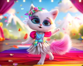 Cat on a Catwalk in Fashion 10 - AI generated Art - Midjourney AI Art - Digital Art for e.g. 4K Frame TV / Smartphone / Tablet - Chancehap