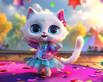 Cat on a Catwalk in Fashion 4 - AI generated Art - Midjourney AI Art - Digital Art for e.g. 4K Frame TV / Smartphone / Tablet - Chancehap