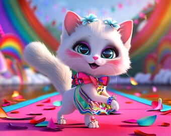 Cat on a Catwalk in Fashion 9 - AI generated Art - Midjourney AI Art - Digital Art for e.g. 4K Frame TV / Smartphone / Tablet - Chancehap