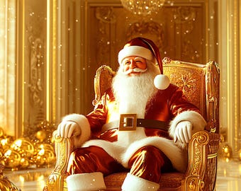 Santa Claus celebra la Navidad Dorada 1 - Arte generado por IA - Arte con IA a mitad del viaje - Arte digital para, por ejemplo, TV con marco 4K - Chancehap