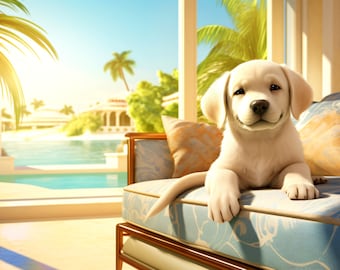 Labrador Puppy Relaxation - AI generated Art - Midjourney AI Art - Digital Art for e.g. 4K Frame TV / Smartphone / Tablet - Chancehap