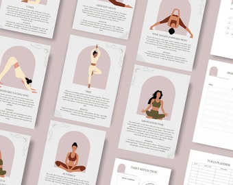 Yoga Posen - 50 wunderschöne Yoga Posen Karten mit Meditation und Yoga Journal zum Ausdrucken - Plane deine perfekte Yoga Praxis!