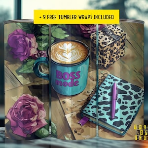 Boss Lady Sublimation Tumbler Wrap, Donna Imprenditrice 20 oz Skinny Sublimation Tumbler Design, Design Sublimazione