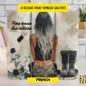 Military Wife Tumbler Wrap, Military Boots, Proud Patriotic Wife, US American Flag, 20 Oz Skinny Sublimation Tumbler Wrap Digital Design PNG