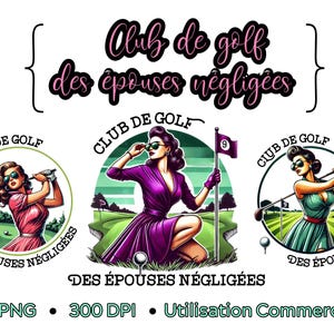 Club de golf Preppy Abandoned Wives PNG, Club de golf de esposas PNG, Diseño Club social de esposas de golf, Archivo de golf Coquette, Paquete de mamá golfista PNG