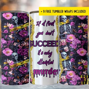 True Crime Murder Mystery 20 oz Skinny Tumbler Wrap Sublimation Design, Reading Tumbler, Book Lovers Tumbler, Digital Download PNG