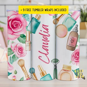 Aesthetician Tumbler Wrap - Personalized Skincare Gift for a beautician - 20oz Sublimation Design - Custom Name Tumbler