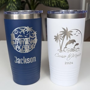 Personalized Vacation Tumbler, Family Vacation Cups, Girls Trip Tumbler, Beach Vacation Tumbler, 2024 Family Trip Gift, Bachelorette Trip
