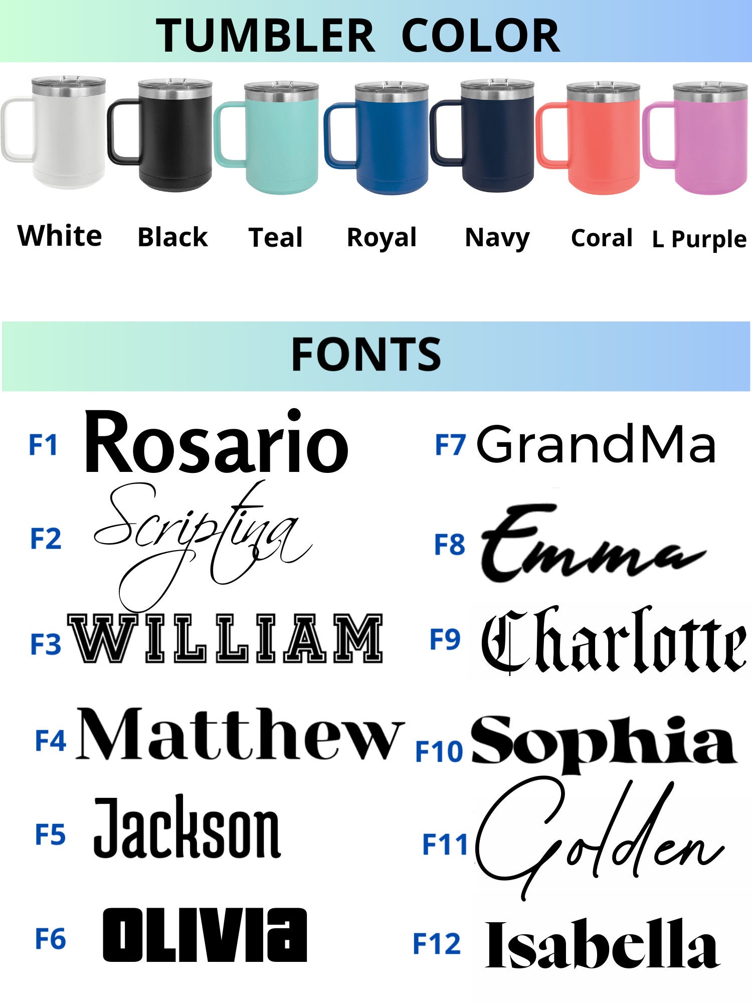 Personalized 15oz Tumbler With Handle, Monogrammed Name Custom Engraved