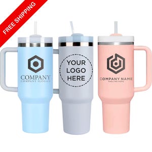 Custom Logo Tumbler, FREE SHIPPING, Insulated Tumblers, Closing Gift, Promotional Items, 40 Oz Tumbler, Laser Engraved, Travel Mug, Cup