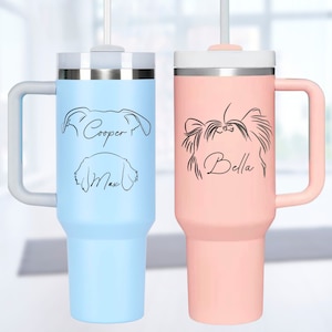 Vaso personalizado para mamá perruna de 40 oz, vaso con orejas de perro y asa, regalos personalizados para el día de la madre para amantes de los perros, regalos únicos para amantes de las mascotas, regalo