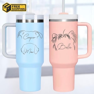 Vaso personalizado para mamá perruna de 40 oz, ENVÍO GRATIS, taza con orejas de perro, regalos personalizados para el día de la madre para amantes de los perros, regalos únicos para amantes de las mascotas, regalo