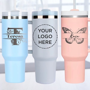Custom 40oz Tumbler with Handle, Engraved Quencher Cup, Personalized Travel Mug, Gift for Her, 40 oz Tumbler, Stanley Style Drinkware