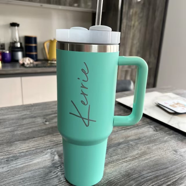 Personalized Tumbler 40 Oz With Handle, Stainless Steel Cup, Metal Cup