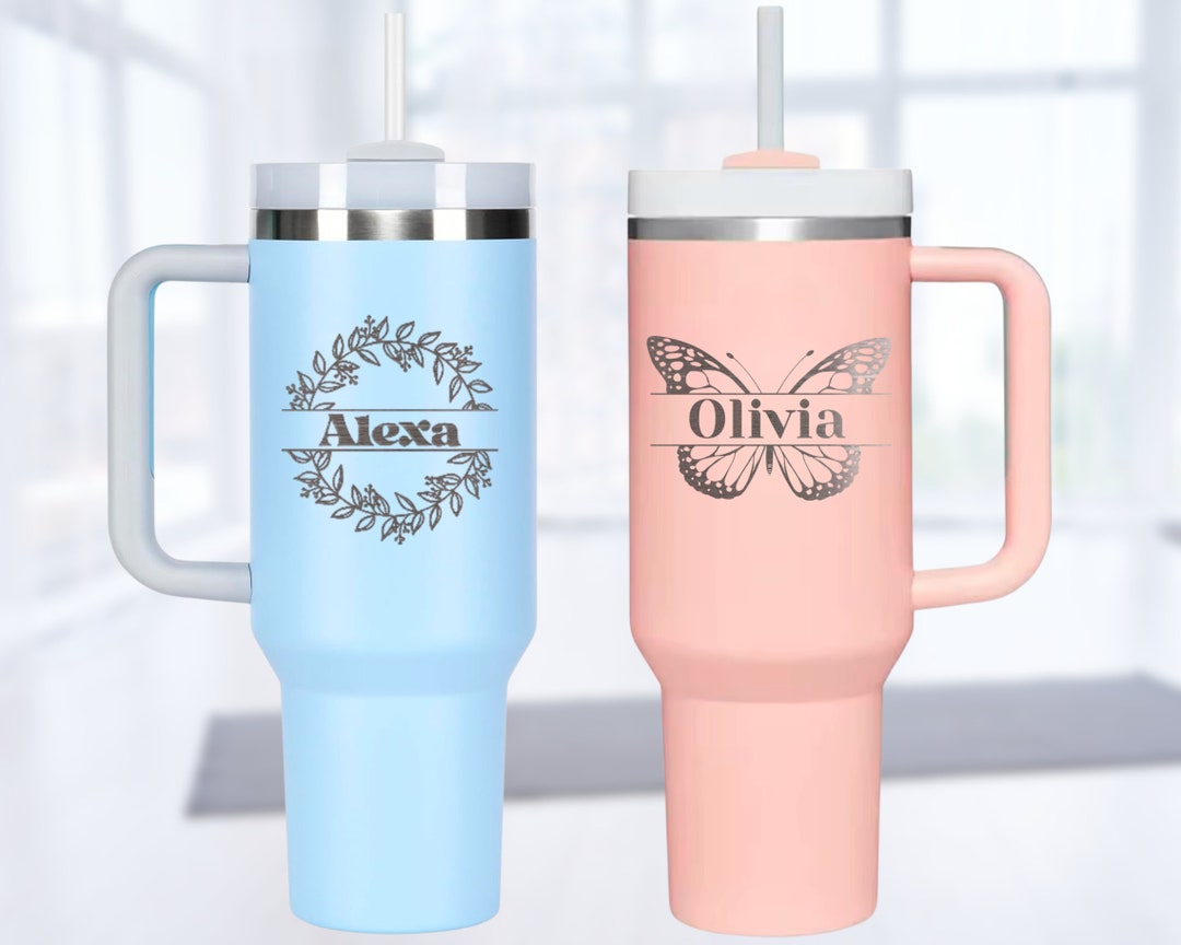 Personalized Tumbler 40 Oz With Handle, Stainless Steel Cup, Metal Cup ...